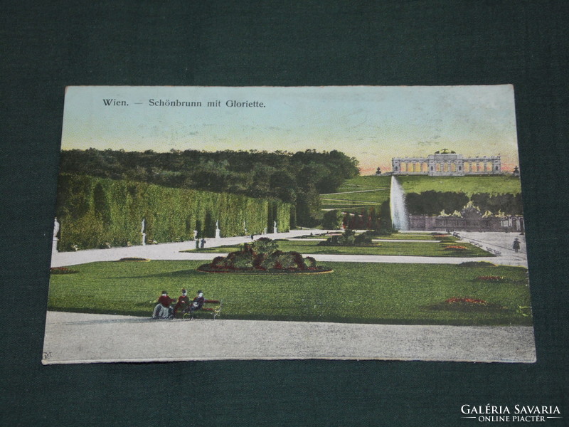 Képeslap, Postkarte, Ausztria, Wien. Schönbrunn mit Gloriette kastély park részlet