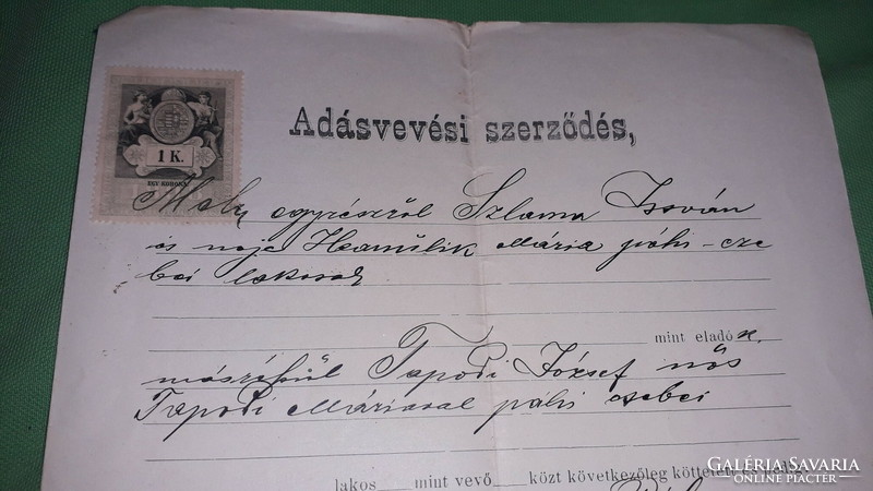 1902. Antique sales contract Kiskőrös Royal District Court according to the pictures 1.