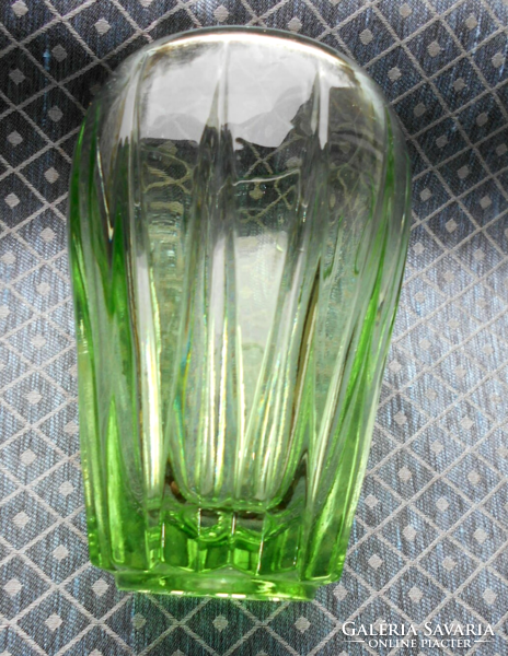 Uranium green art deco style glass vase