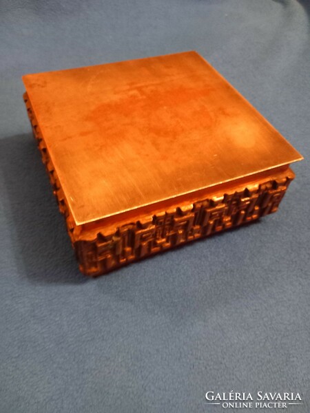 Sándor Móga industrial art marked red copper bronze box gift box