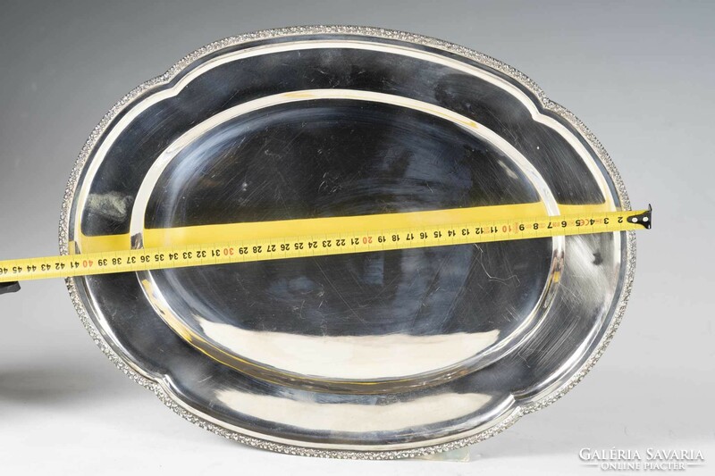 Large silver tray with bordered edge