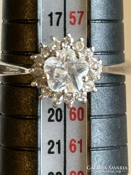 58-59 sterling silver ring with large stones! Polished by a jeweler! Reduces to size on request!