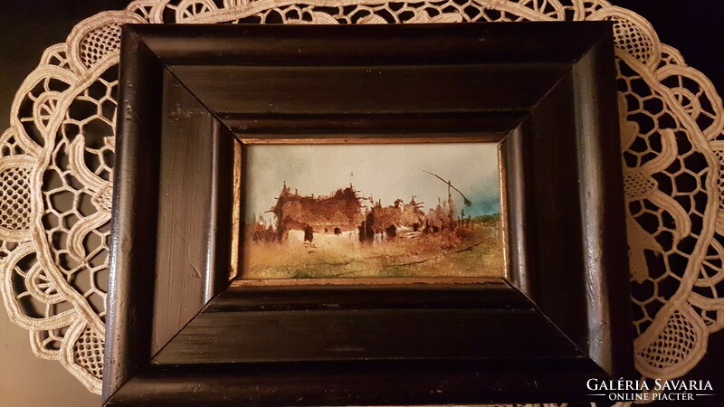 Painting miniature (farm world) painted with warm colors, in a nice frame--showy---