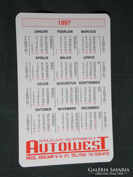 Card calendar, autowest car parts store, Pécs, 1997, (5)