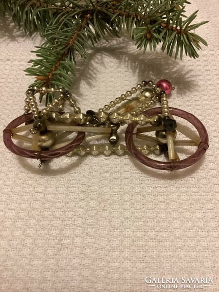 Régi üveg gablonz karambolos kerékpár bicikli karácsonyfadísz