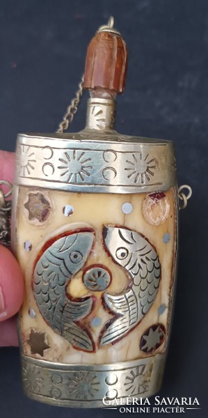 Antique yixing opium holder box with paktong bone inlays