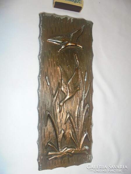 Embossed metal wall picture - reed with birds