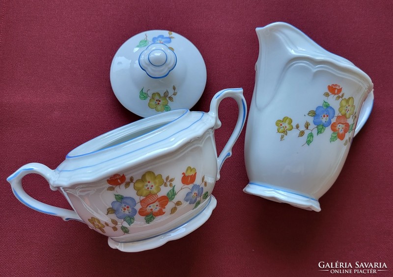 Kahla German porcelain sugar milk cream pouring set with flower pattern