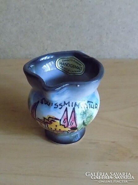 Switzerland swissminiatur memorial tiny porcelain jug hand painted 5.5 cm (2 / p)