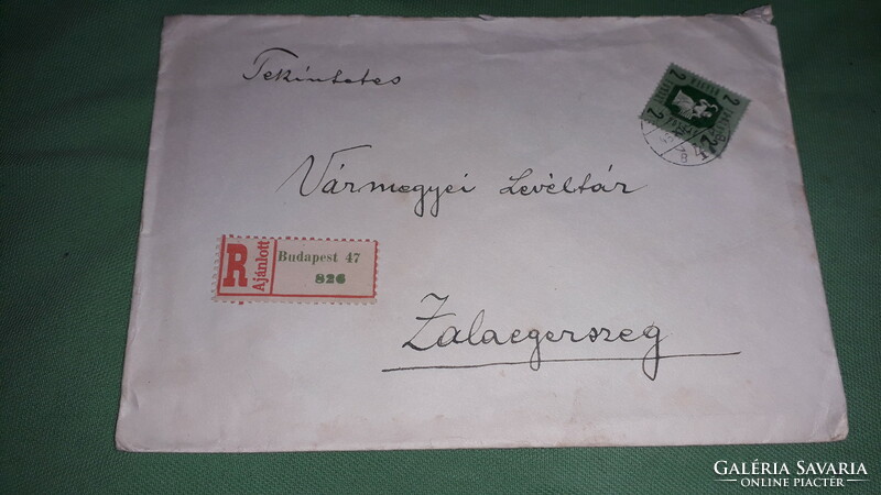 1946. ZALAEGERSZEG Vármegyei Levéltár 2 FT + millió pengős bélyegek korabeli borítékon képek szerint