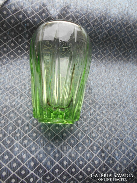 Uranium green art deco style glass vase