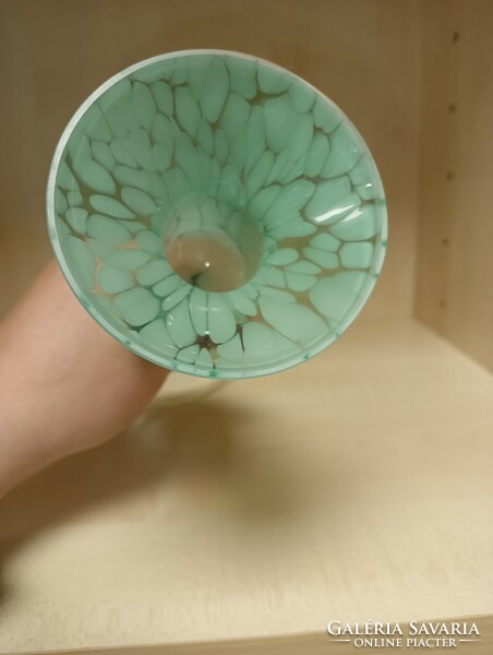 Vintage green glass candle holder