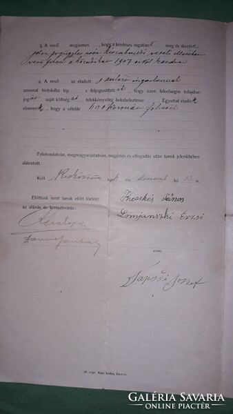 1904. Antique sales contract Kiskőrös Royal District Court according to the pictures 2.
