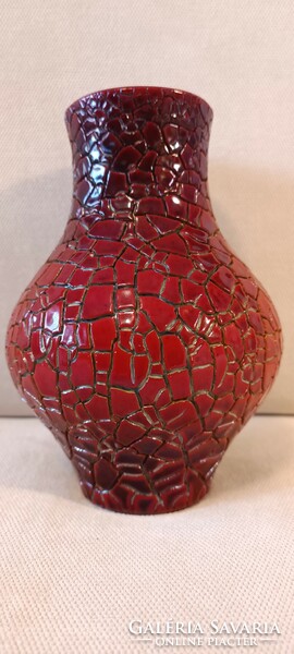 Zsolnay - eosin - gazder antal - vase - shrink glaze - cracked