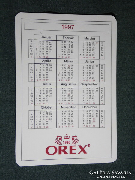 Kártyanaptár, OREX óra ékszer üzletek, karóra, nyaklánc, karkőtő,  1997,   (5)