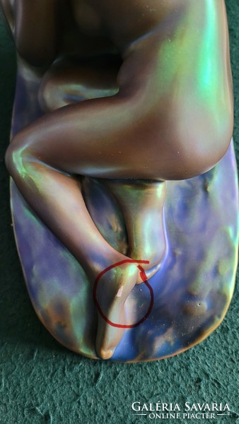 Zsolnay eosin glazed despair, prostrate female nude