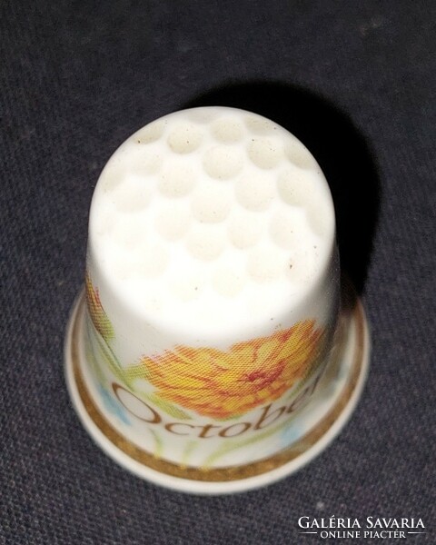 English porcelain thimble (inscribed October)