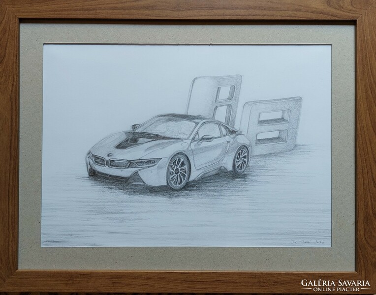 Bmw i8 pencil drawing