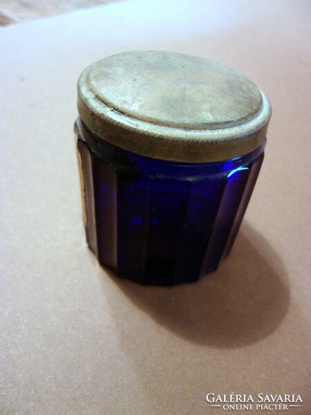 Antique French Cobalt Blue and Gold Creamy Night Cream Bottle