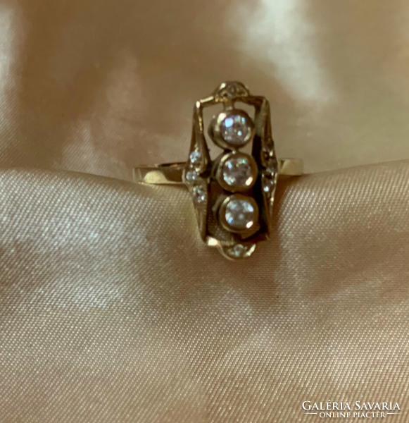 Art deco gold ring with Hungarian hallmark