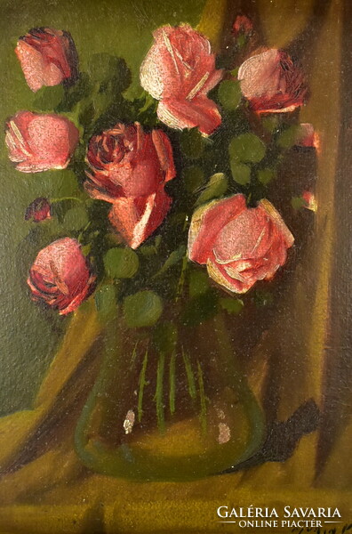 Vilmos Murin (1891 - 1952) rose still life