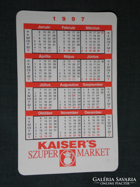 Kártyanaptár, Kaiser's szupermarket élelmiszer áruházak,grafikai rajzos,1997,   (5)