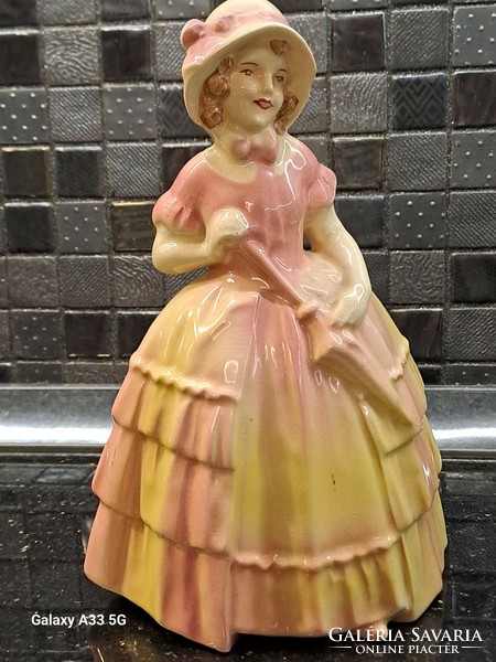 Antik vintage kézzel festett angol porcelán kisasszony nipp figura Shelton Ivory England empire