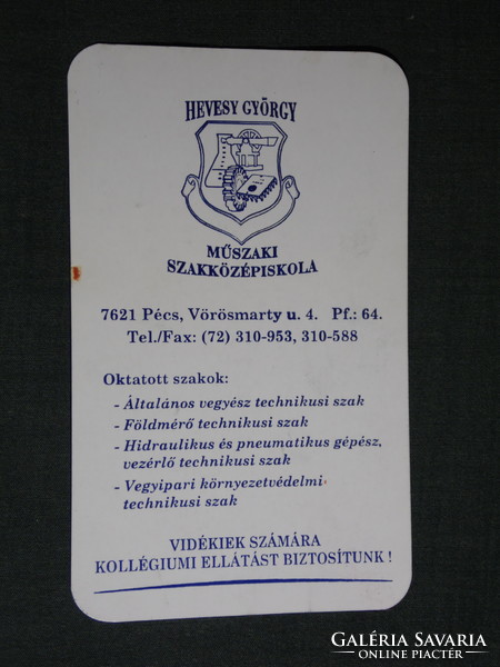 Kártyanaptár, Hevesy György műszaki szakközépiskola, Pécs, ,  1997,   (5)