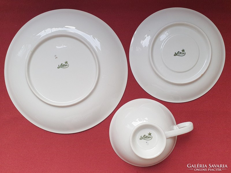 Lettin German porcelain coffee tea breakfast set cup saucer small plate plate polka dot