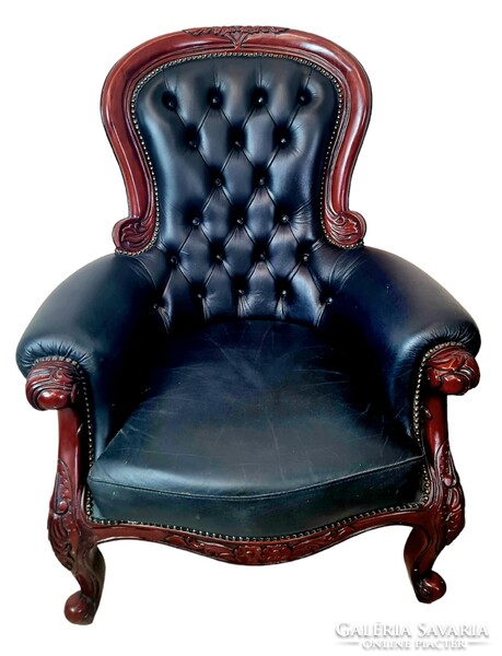 A787 Chesterfield neo-baroque leather armchair