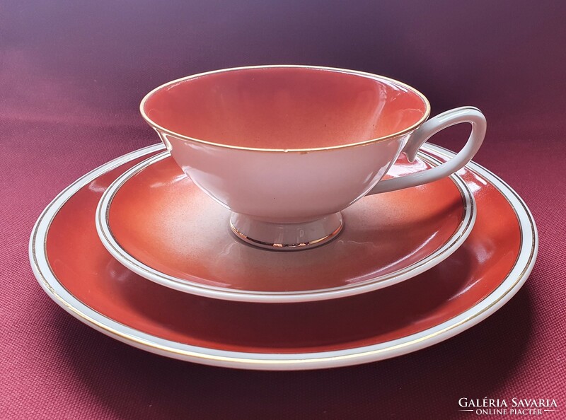 Lettin német porcelán kávés teás reggeliző szett csésze csészealj kistányér tányér