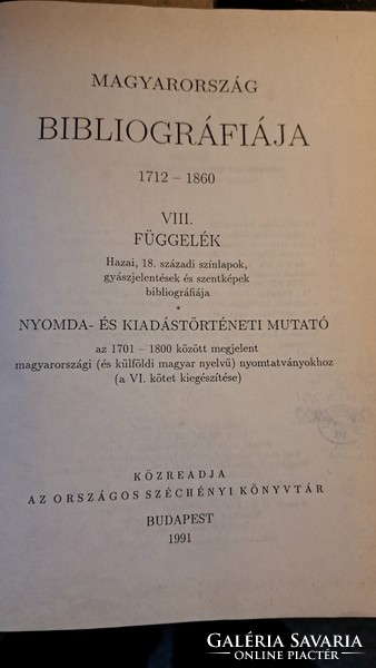Magyarország bibliographiája 1712-1860. VIII. kötet.