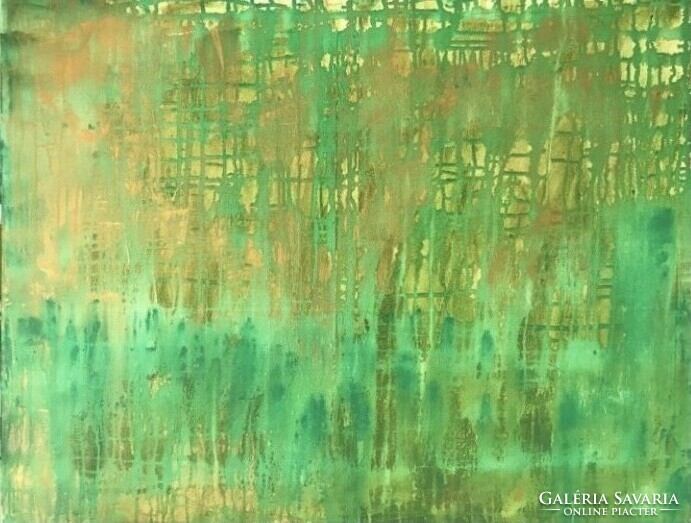 Green reset 75x60cm abstract contemporary unique picture