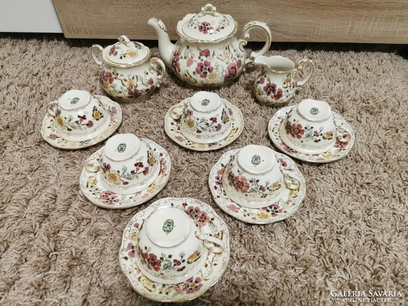 Zsolnay butterfly tea set. New price: 581000.-