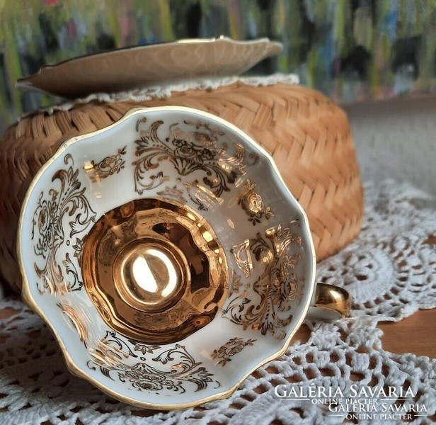 Alka-Kunst német porcelán kávés csésze-aljával, XX.szd közepe, teljesen új álapotban