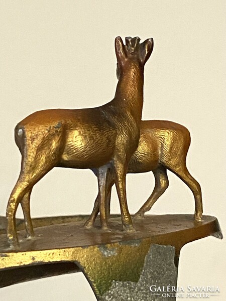 Austria antique metal ashtray decorated with a deer deer animal sculpture, a hunter's memory relic