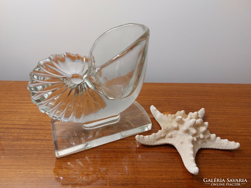 Régi üveg art deco kagylóváza Martinsville Seashell díszváza