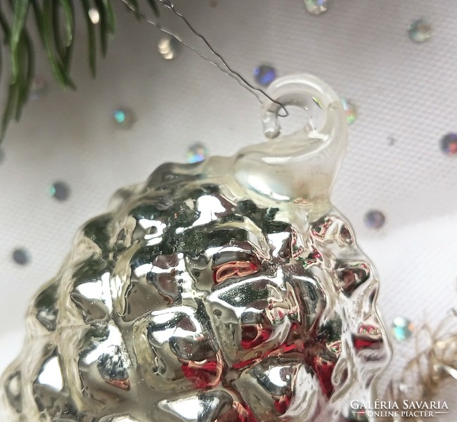 Üveg nagy toboz karácsonyfa dísz 11cm