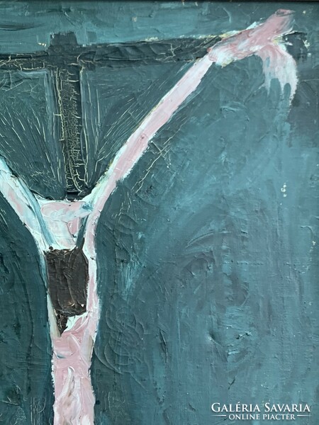 Abstract festmény : Krisztus megfeszítése 1962 (művész: Fekete) olaj-vászon