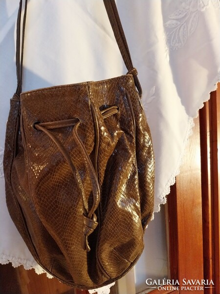 Snakeskin, used, brown leather bag