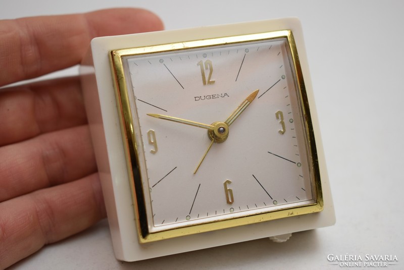 Mid century dugena table clock / mid century German alarm clock / mechanical / retro / old