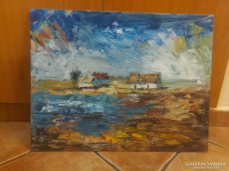 Szőke szignós festmény, olaj, farost, 42x55 cm