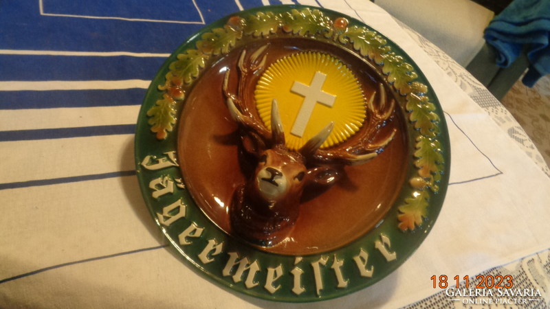 Hubertus Jagermeister   fali tányér  3D -s   , Keramik Rauschbach  - Westerwald   29 cm