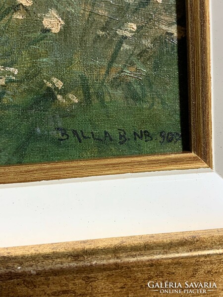 Balla Béla jelzéssel, olaj, fán, festmény, nagybányai táj, 22 x 28 cm. 0321