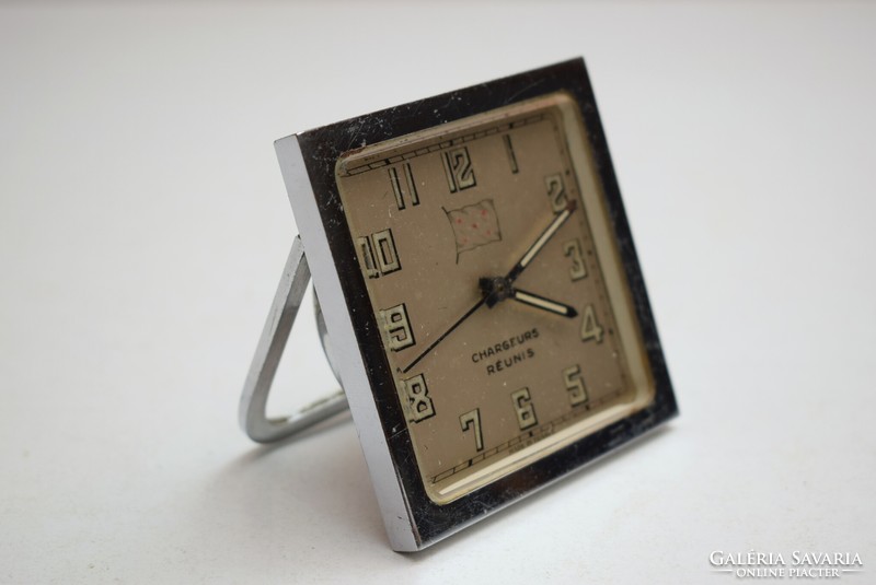 Art deco French travel clock / chargeurs réunis / alarm clock / mechanical / retro / old