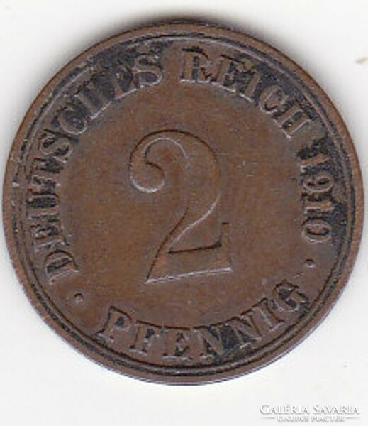 German Empire 2 pfennig 1910 fa