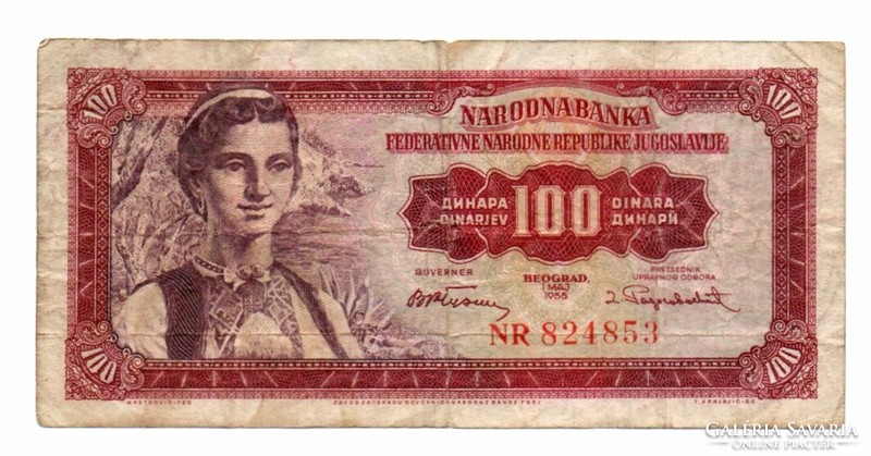 Jugoszlávia 100 Dinár 1955 Használt