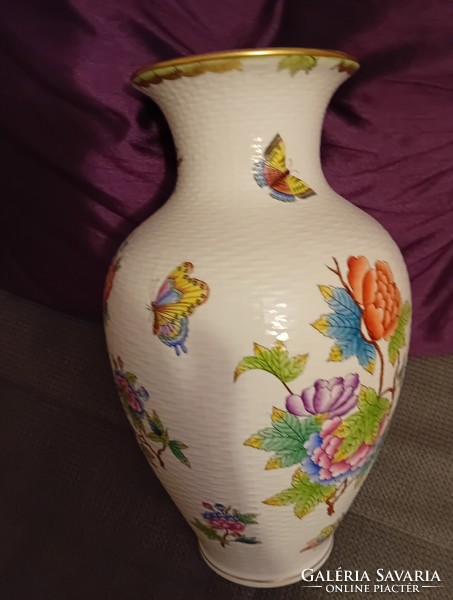 Large - 33 cm - Herend vbo, victorian pattern, master-marked basket-weave vase
