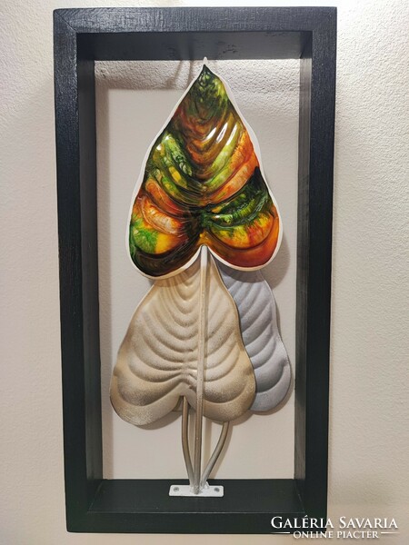 Leaves, stained glass handmade wall decoration.