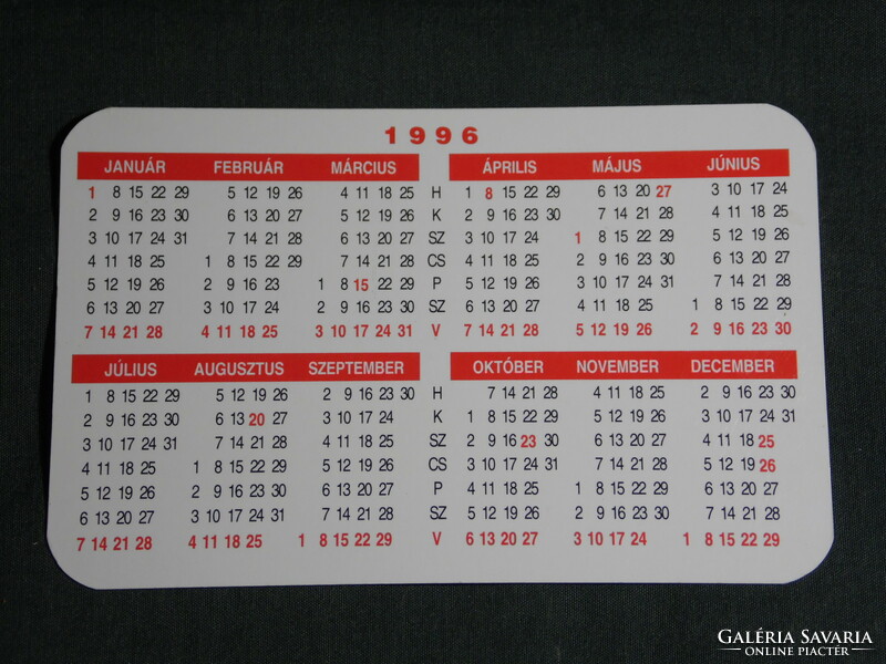 Card calendar, pick salami factory brand representation, bovine meat shops, Pécs 1996, (5)